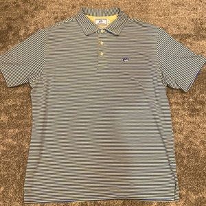 Southern Tide Polo Blue and Yellow Stripes Size Medium